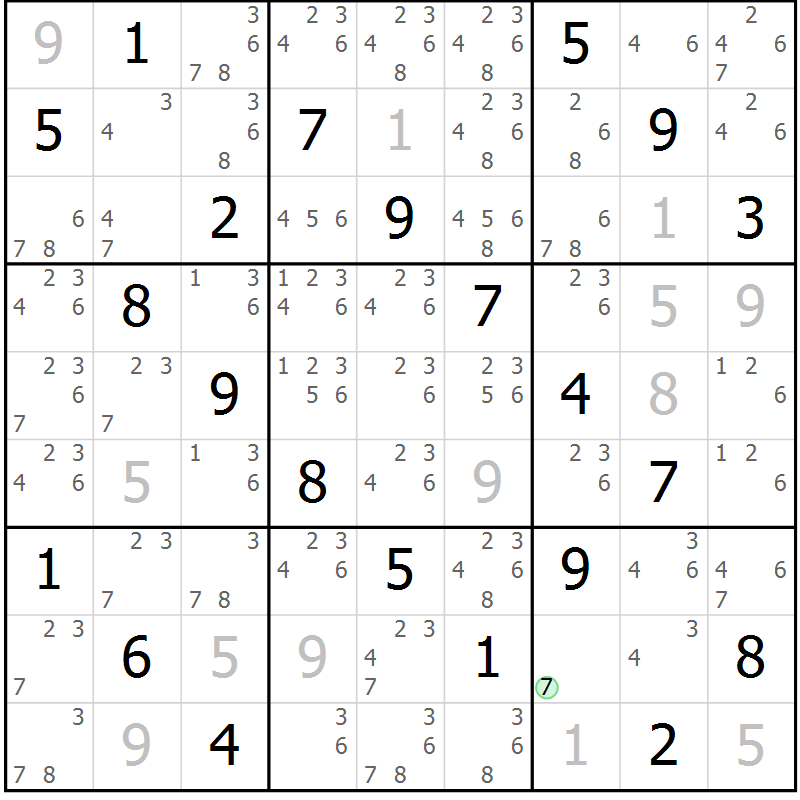 Position des candidats pour la solution de la Gr 63 page 66 du magazine de sudoku Virtuose n° 111