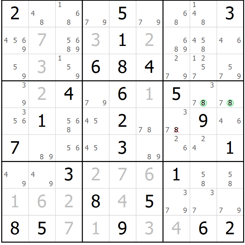 Position des candidats pour la solution de la Gr 66 page 69 du magazine de sudoku Virtuose n° 111