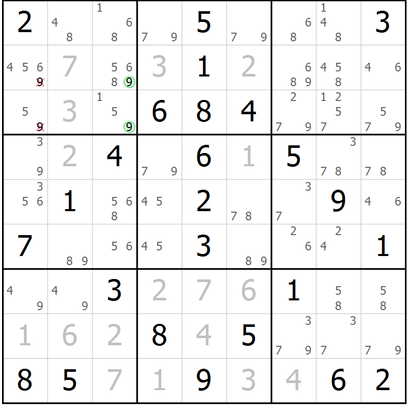 Position des candidats pour la solution de la Gr 66 page 69 du magazine de sudoku Virtuose n° 111