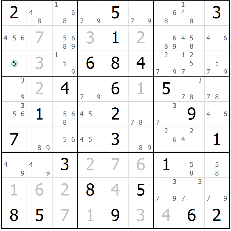 Position des candidats pour la solution de la Gr 66 page 69 du magazine de sudoku Virtuose n° 111