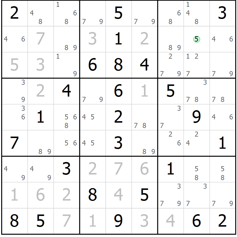 Position des candidats pour la solution de la Gr 66 page 69 du magazine de sudoku Virtuose n° 111