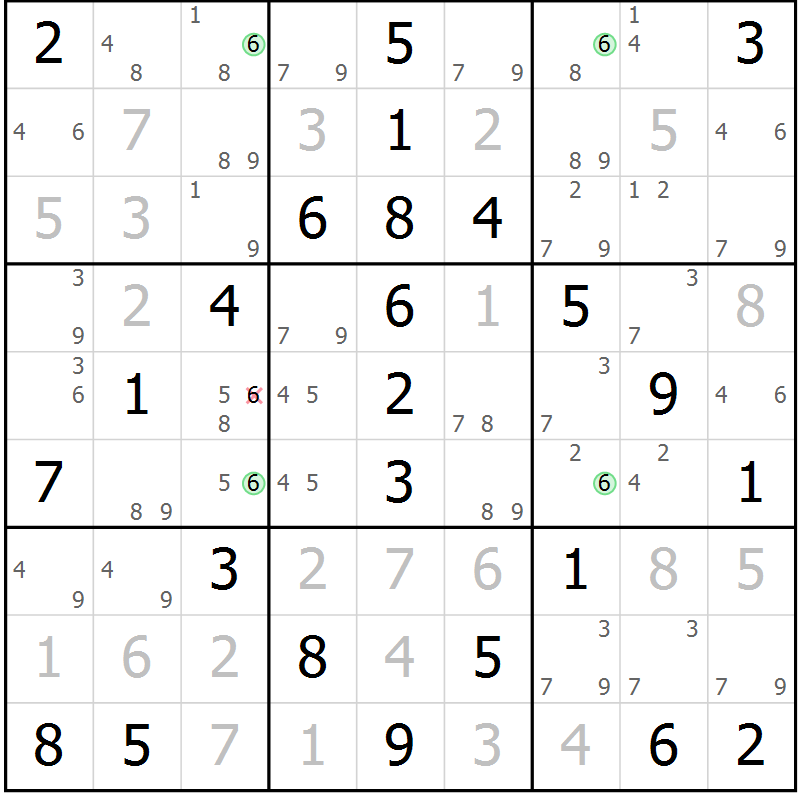 Position des candidats pour la solution de la Gr 66 page 69 du magazine de sudoku Virtuose n° 111