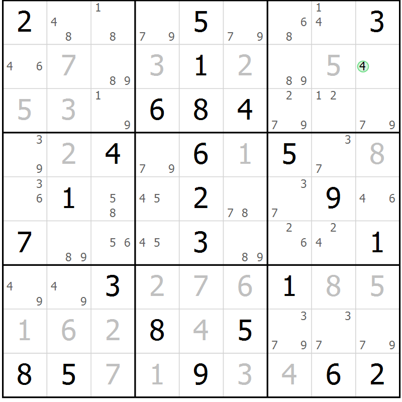 Position des candidats pour la solution de la Gr 66 page 69 du magazine de sudoku Virtuose n° 111