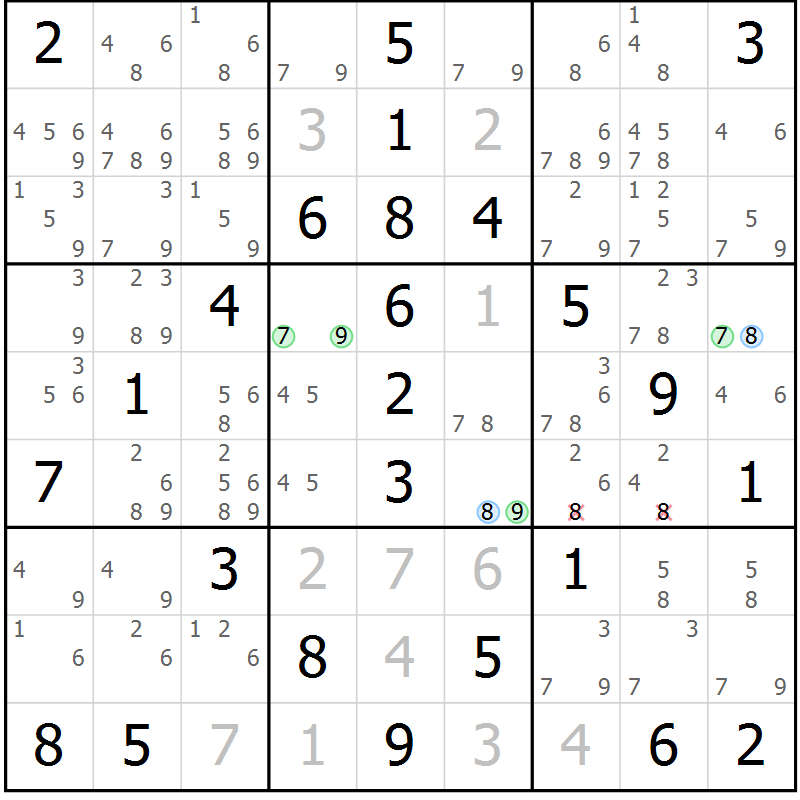 Position des candidats pour la solution de la Gr 66 page 69 du magazine de sudoku Virtuose n° 111