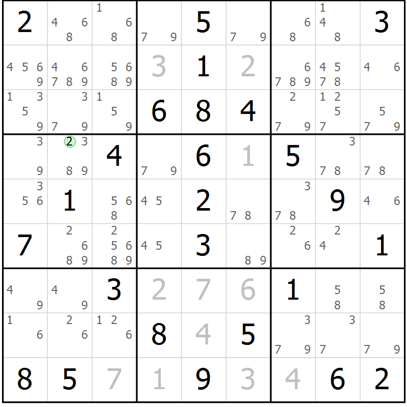 Position des candidats pour la solution de la Gr 66 page 69 du magazine de sudoku Virtuose n° 111