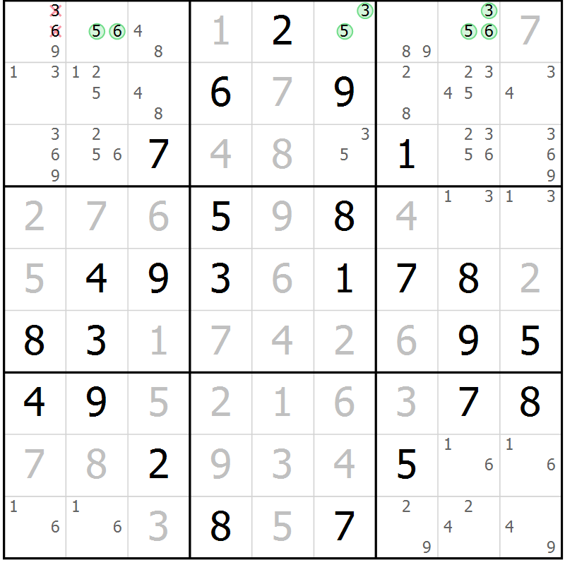 Position des candidats pour la solution de la Gr 67 page 70 du magazine de sudoku Virtuose n° 111