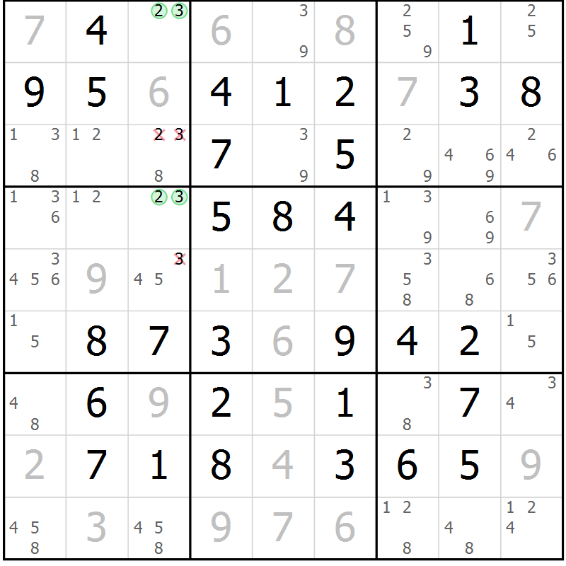 Position des candidats pour la solution de la Gr 68 page 71 du magazine de sudoku Virtuose n° 111