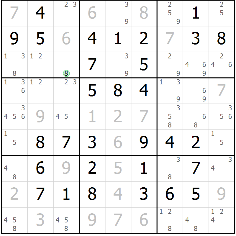 Position des candidats pour la solution de la Gr 68 page 71 du magazine de sudoku Virtuose n° 111