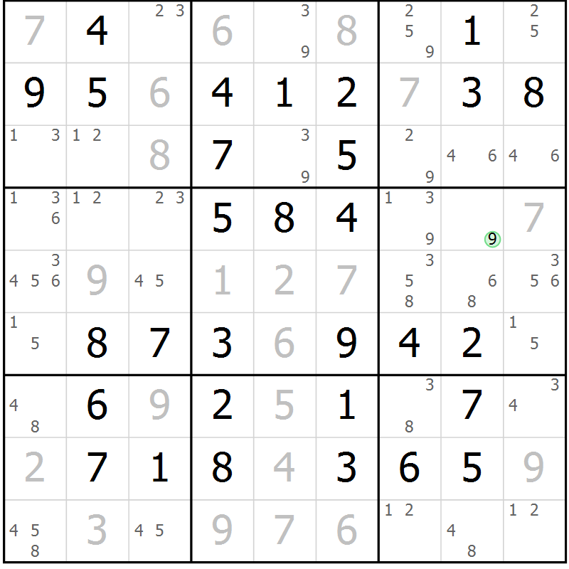 Position des candidats pour la solution de la Gr 68 page 71 du magazine de sudoku Virtuose n° 111