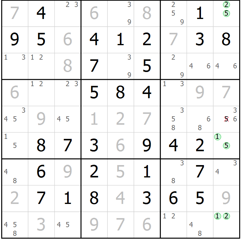 Position des candidats pour la solution de la Gr 68 page 71 du magazine de sudoku Virtuose n° 111