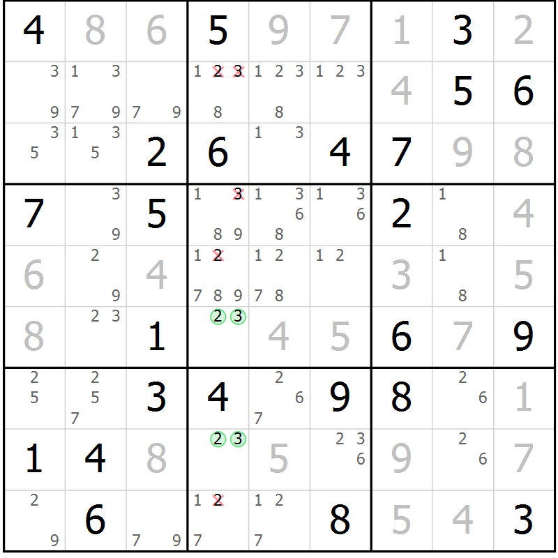 Position des candidats pour la solution de la Gr 69 page 72 du magazine de sudoku Virtuose n° 111