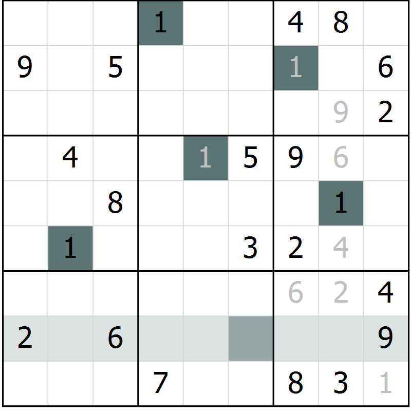 Position des candidats pour la solution de la Gr 7 page 10 du magazine de sudoku Virtuose n° 111