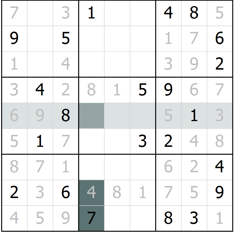 Position des candidats pour la solution de la Gr 7 page 10 du magazine de sudoku Virtuose n° 111