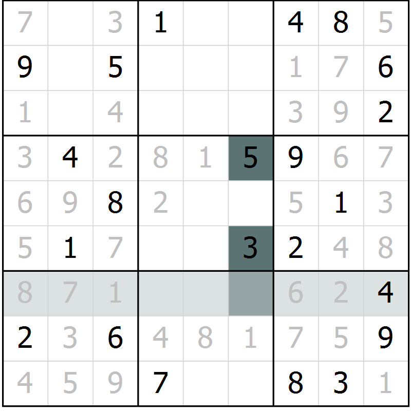 Position des candidats pour la solution de la Gr 7 page 10 du magazine de sudoku Virtuose n° 111