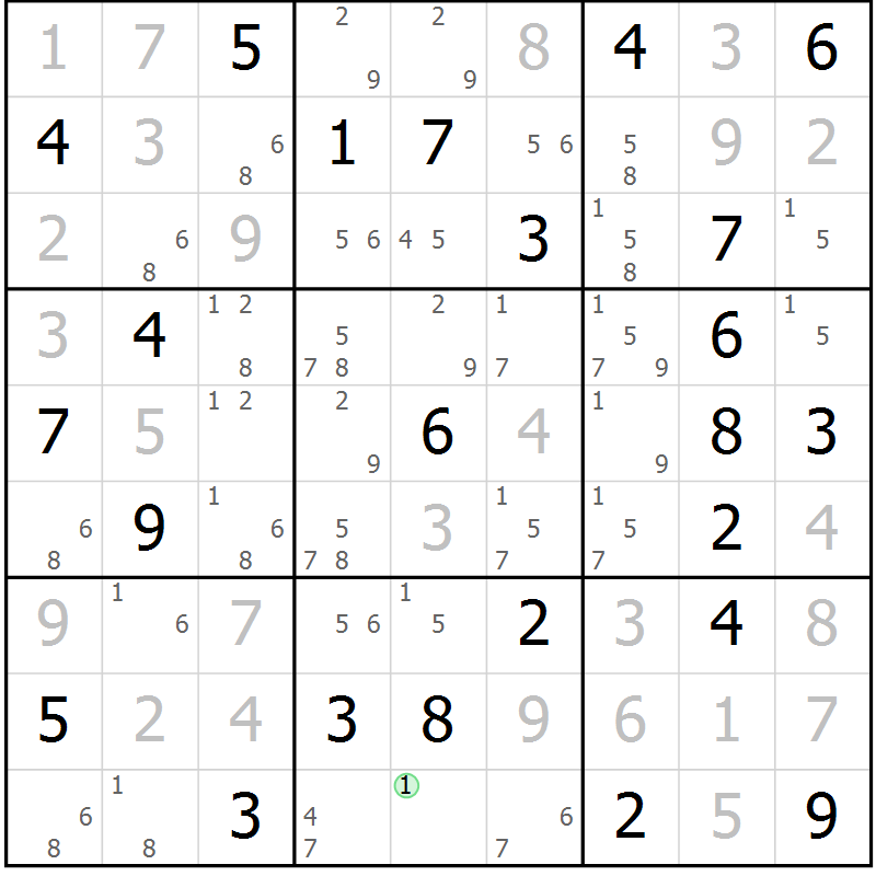 Position des candidats pour la solution de la Gr 73 page 76 du magazine de sudoku Virtuose n° 111