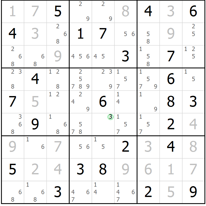 Position des candidats pour la solution de la Gr 73 page 76 du magazine de sudoku Virtuose n° 111