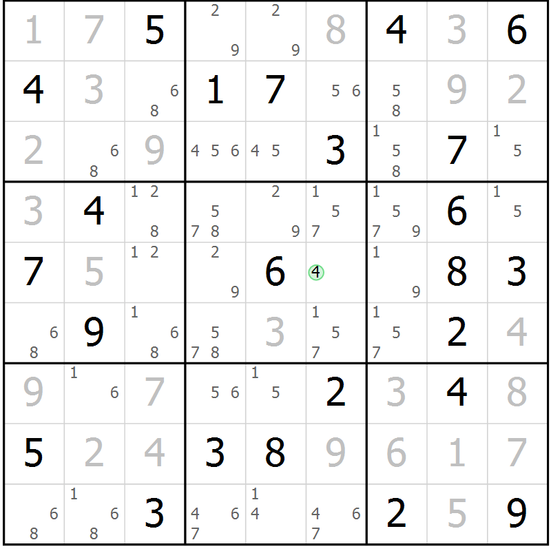 Position des candidats pour la solution de la Gr 73 page 76 du magazine de sudoku Virtuose n° 111