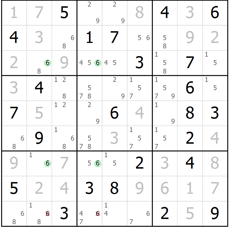 Position des candidats pour la solution de la Gr 73 page 76 du magazine de sudoku Virtuose n° 111