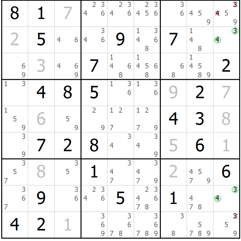 Position des candidats pour la solution de la Gr 75 page 78 du magazine de sudoku Virtuose n° 111