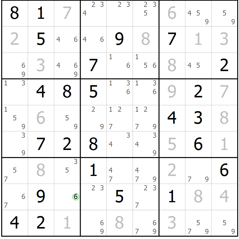 Position des candidats pour la solution de la Gr 75 page 78 du magazine de sudoku Virtuose n° 111