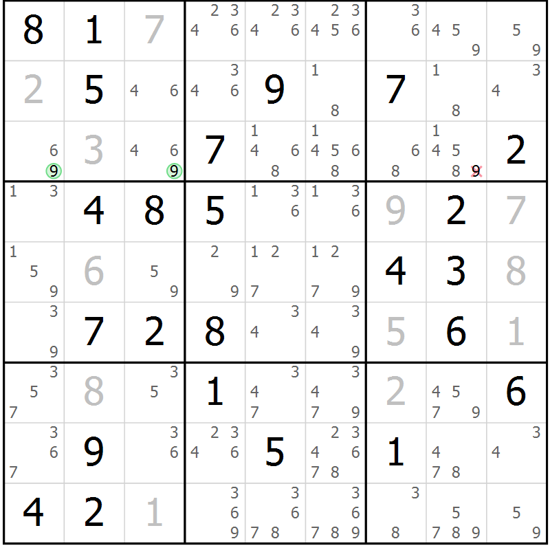 Position des candidats pour la solution de la Gr 75 page 78 du magazine de sudoku Virtuose n° 111