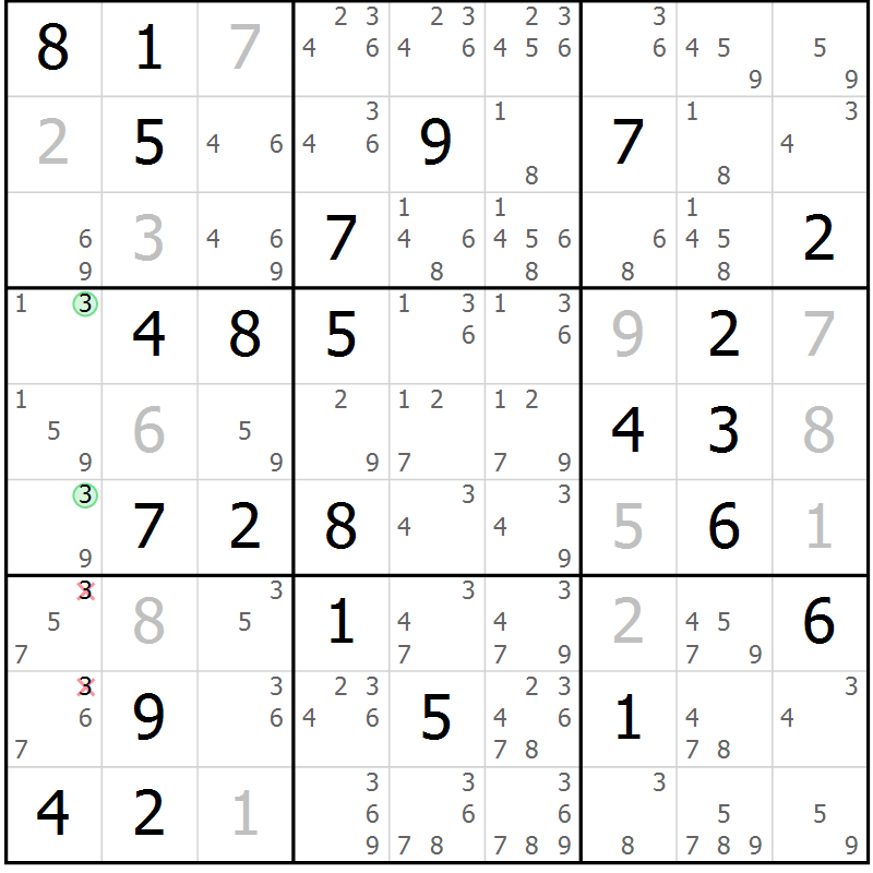 Position des candidats pour la solution de la Gr 75 page 78 du magazine de sudoku Virtuose n° 111