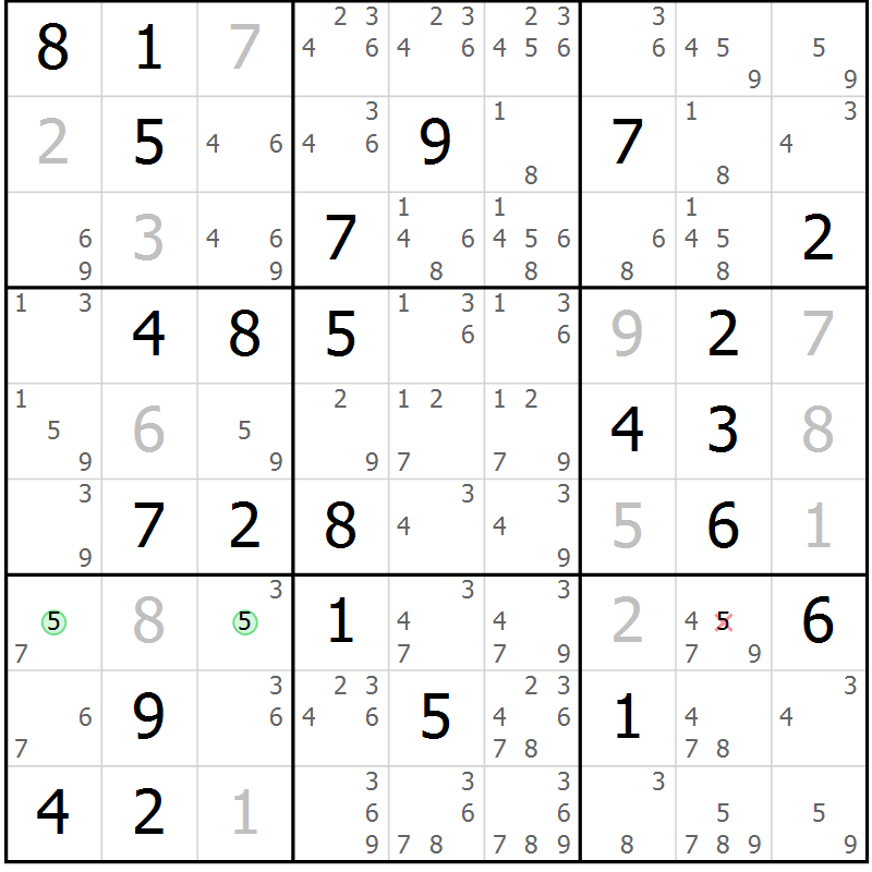 Position des candidats pour la solution de la Gr 75 page 78 du magazine de sudoku Virtuose n° 111