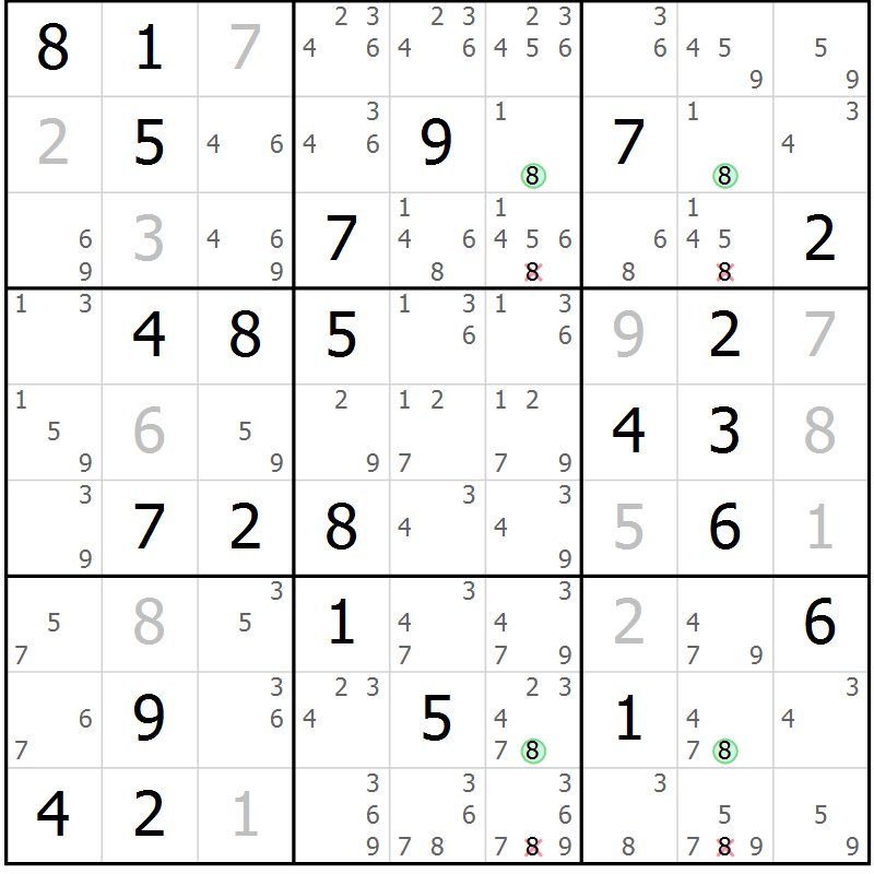 Position des candidats pour la solution de la Gr 75 page 78 du magazine de sudoku Virtuose n° 111