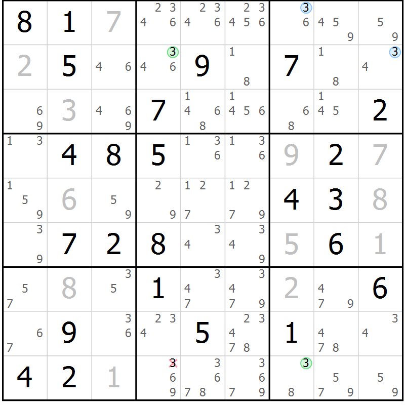 Position des candidats pour la solution de la Gr 75 page 78 du magazine de sudoku Virtuose n° 111