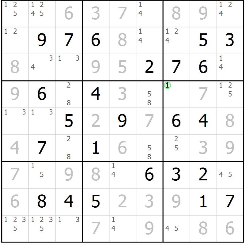 Position des candidats pour la solution de la Gr 76 page 79 du magazine de sudoku Virtuose n° 111