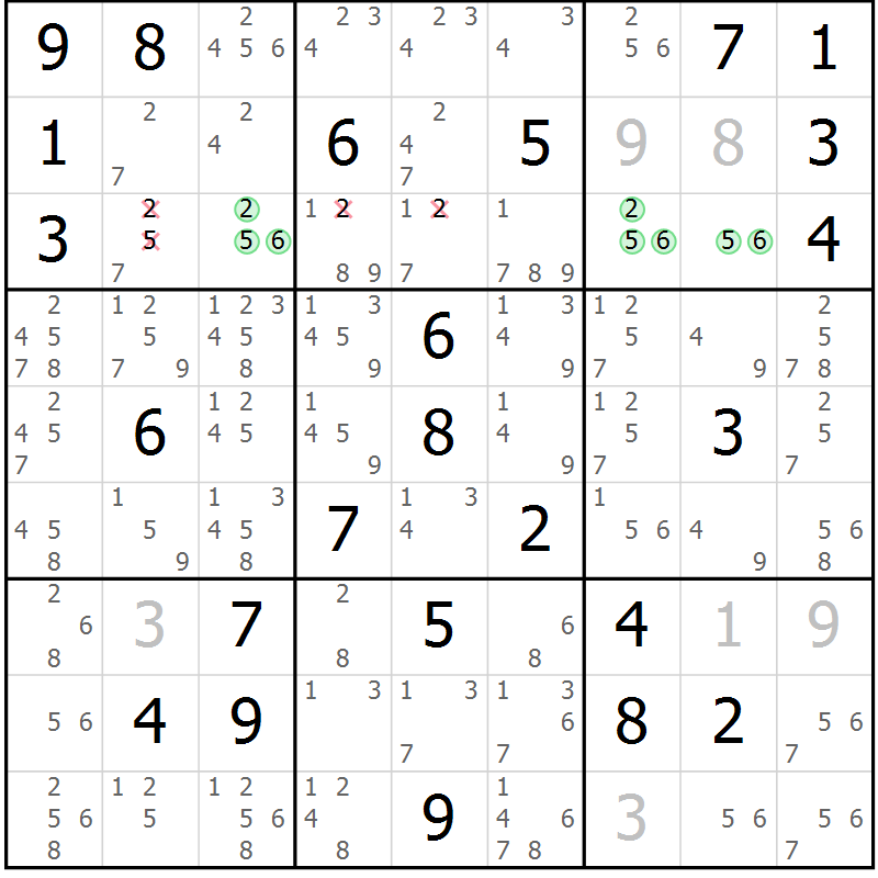 Position des candidats pour la solution de la Gr 78 page 81 du magazine de sudoku Virtuose n° 111