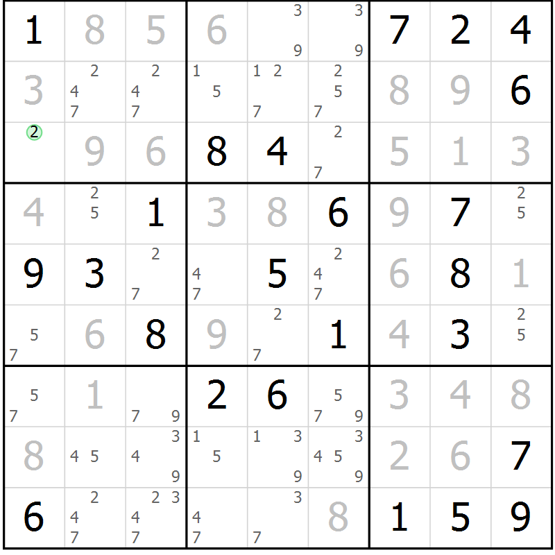 Position des candidats pour la solution de la Gr 79 page 82 du magazine de sudoku Virtuose n° 111