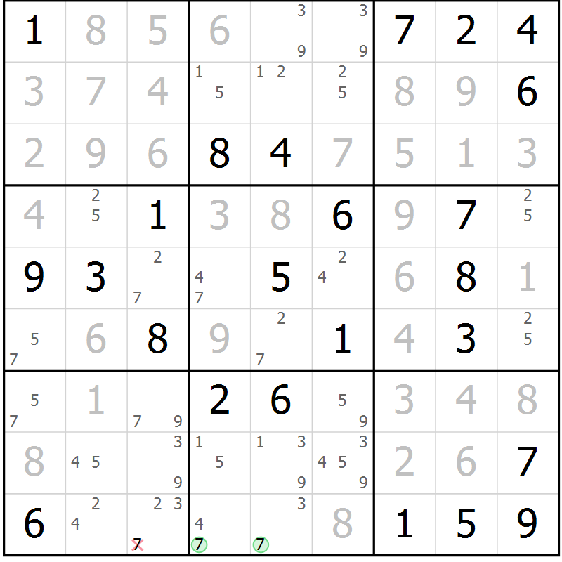 Position des candidats pour la solution de la Gr 79 page 82 du magazine de sudoku Virtuose n° 111