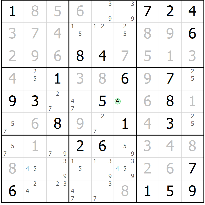 Position des candidats pour la solution de la Gr 79 page 82 du magazine de sudoku Virtuose n° 111