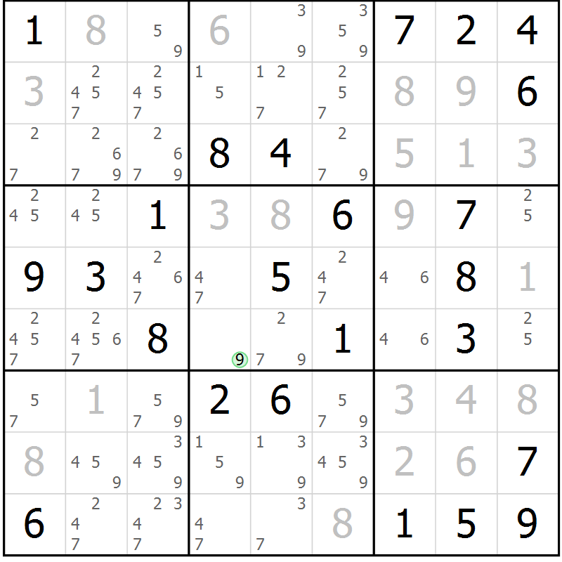 Position des candidats pour la solution de la Gr 79 page 82 du magazine de sudoku Virtuose n° 111