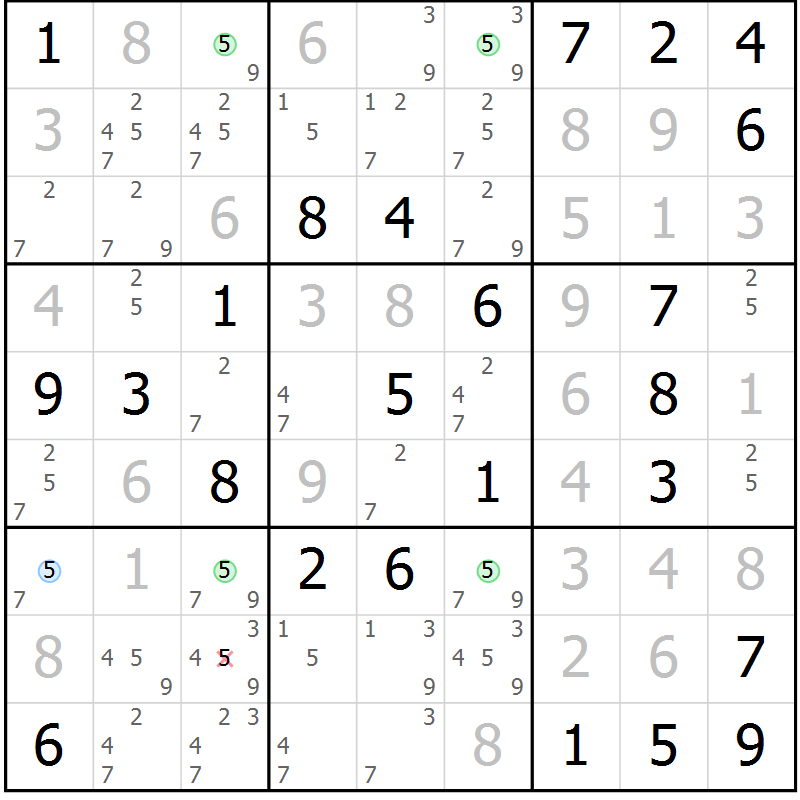Position des candidats pour la solution de la Gr 79 page 82 du magazine de sudoku Virtuose n° 111