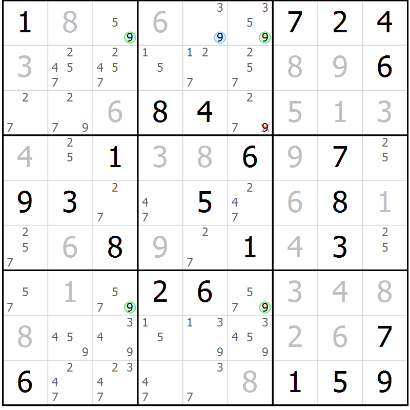 Position des candidats pour la solution de la Gr 79 page 82 du magazine de sudoku Virtuose n° 111