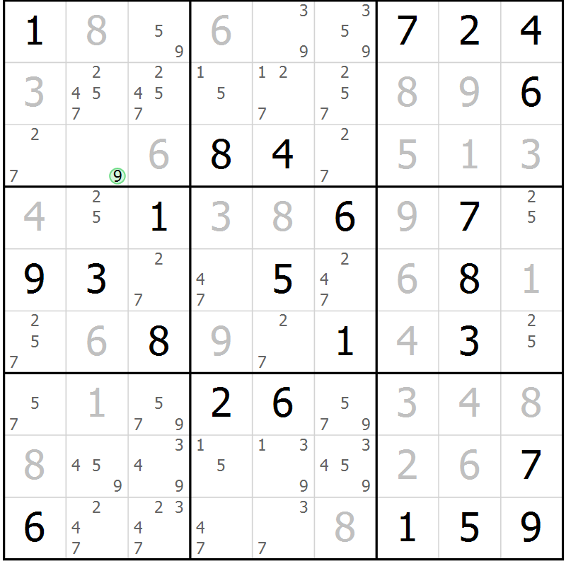 Position des candidats pour la solution de la Gr 79 page 82 du magazine de sudoku Virtuose n° 111