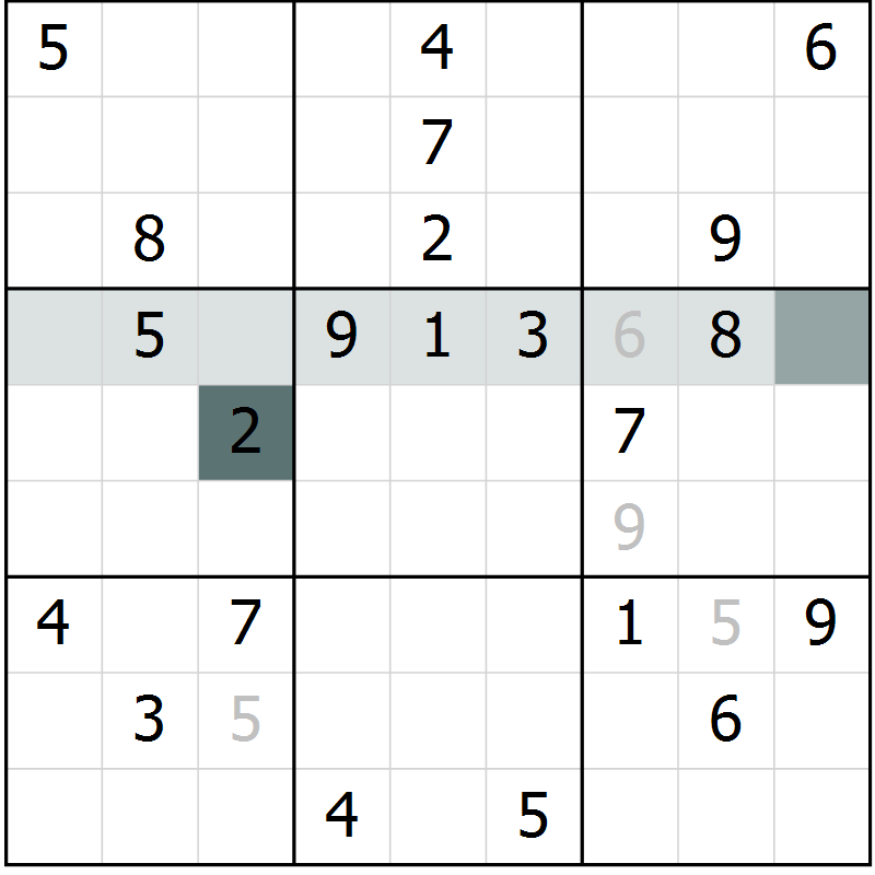Position des candidats pour la solution de la Gr 8 page 11 du magazine de sudoku Virtuose n° 111