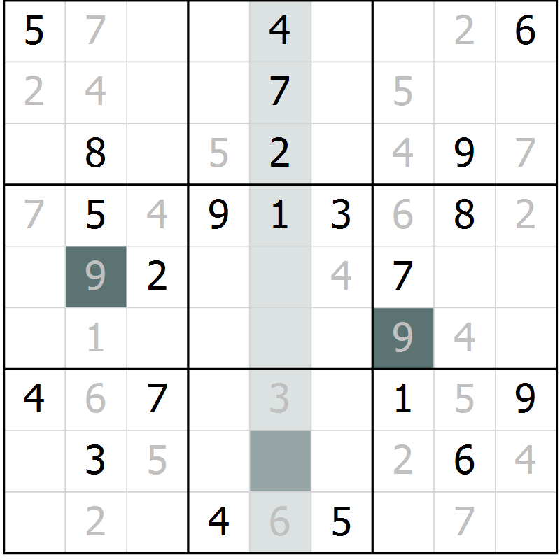 Position des candidats pour la solution de la Gr 8 page 11 du magazine de sudoku Virtuose n° 111