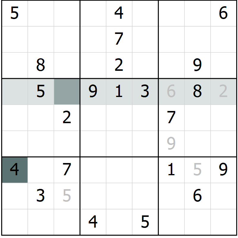 Position des candidats pour la solution de la Gr 8 page 11 du magazine de sudoku Virtuose n° 111