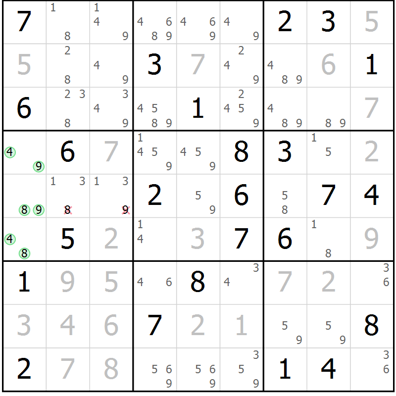 Position des candidats pour la solution de la Gr 80 page 83 du magazine de sudoku Virtuose n° 111