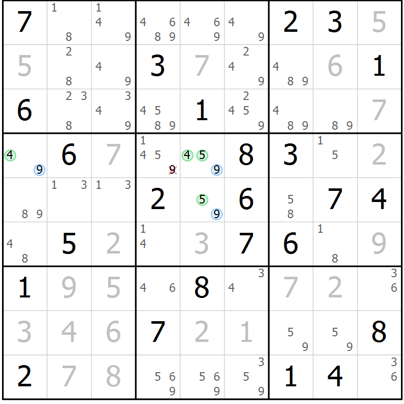 Position des candidats pour la solution de la Gr 80 page 83 du magazine de sudoku Virtuose n° 111