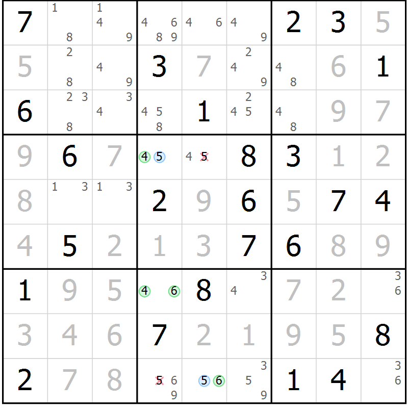 Position des candidats pour la solution de la Gr 80 page 83 du magazine de sudoku Virtuose n° 111