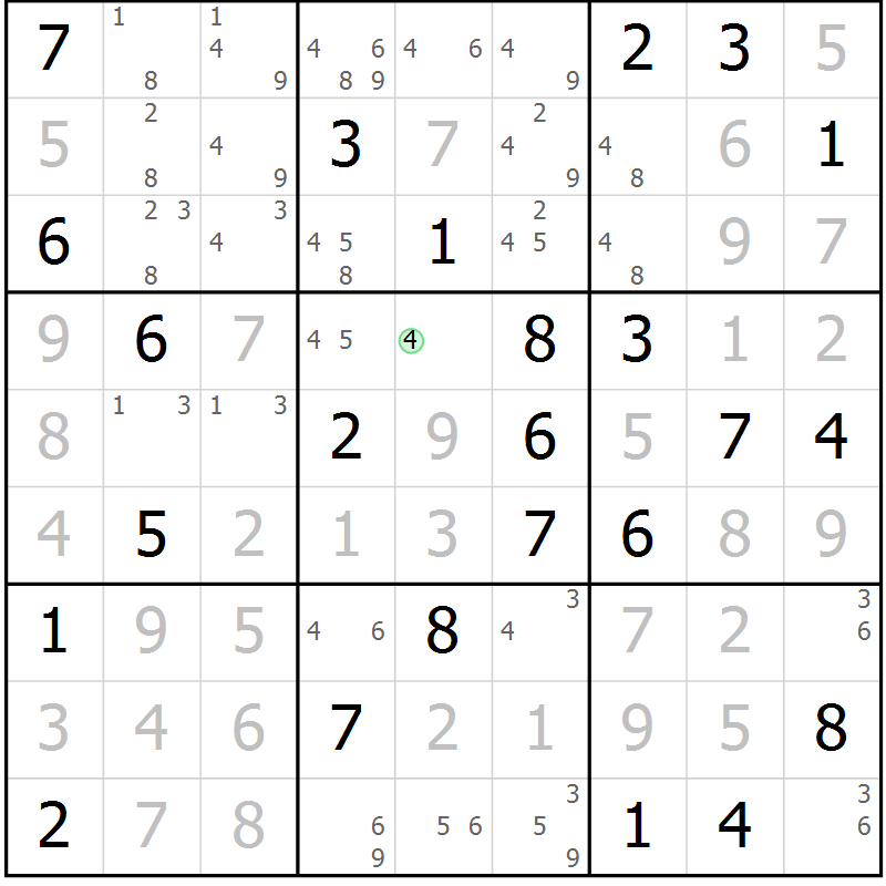 Position des candidats pour la solution de la Gr 80 page 83 du magazine de sudoku Virtuose n° 111