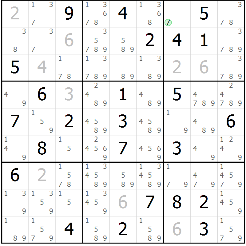 Position des candidats pour la solution de la Gr 82 page 85 du magazine de sudoku Virtuose n° 111