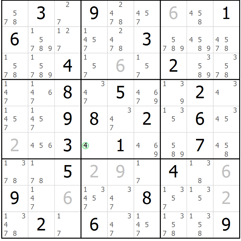 Position des candidats pour la solution de la Gr 83 page 86 du magazine de sudoku Virtuose n° 111