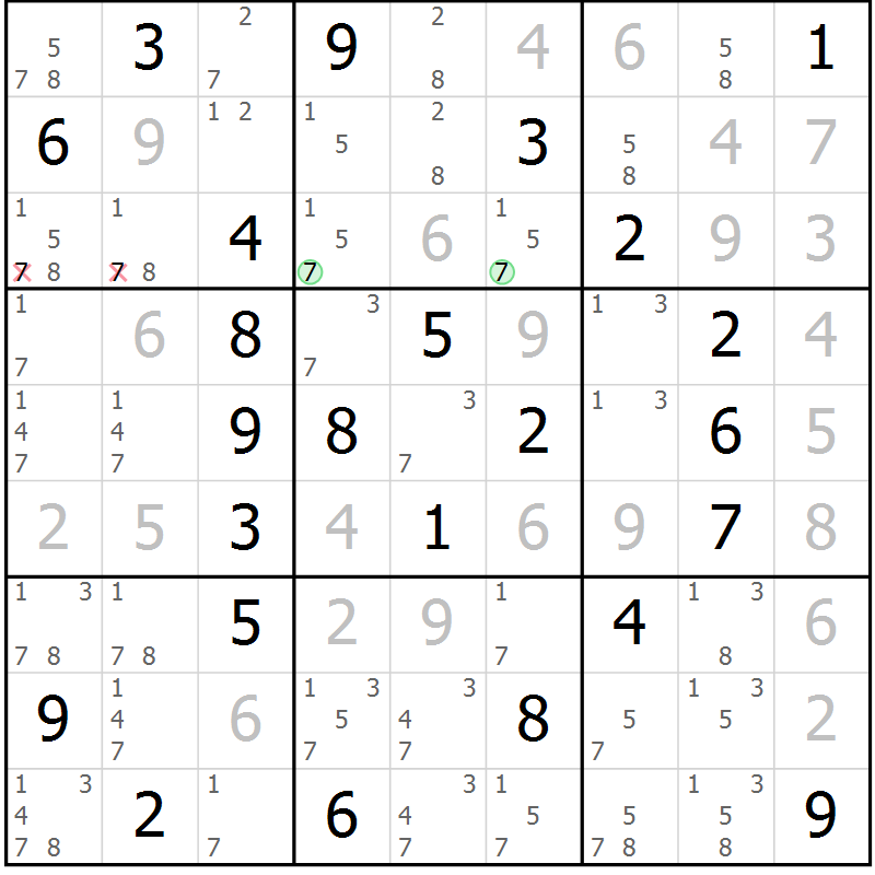 Position des candidats pour la solution de la Gr 83 page 86 du magazine de sudoku Virtuose n° 111