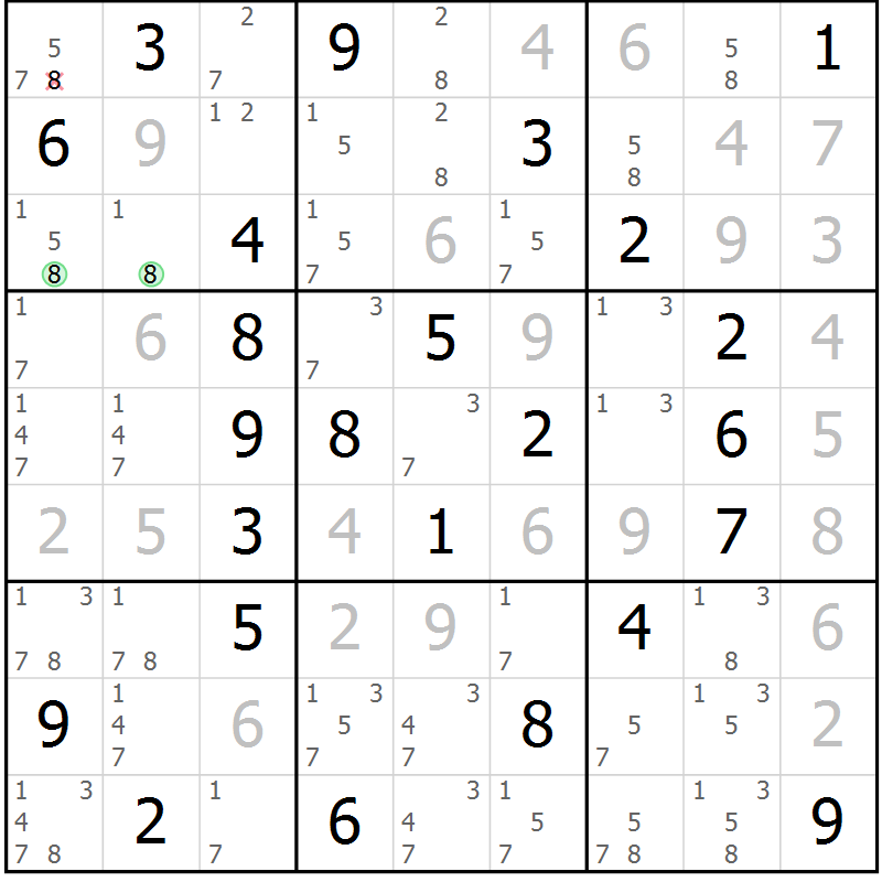 Position des candidats pour la solution de la Gr 83 page 86 du magazine de sudoku Virtuose n° 111