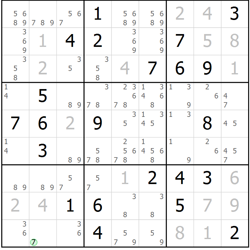 Position des candidats pour la solution de la Gr 1 page 4 du magazine de sudoku Virtuose n° 112